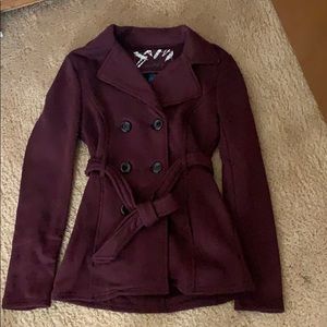 Sebby Maroon Dress Coat/ pea coat